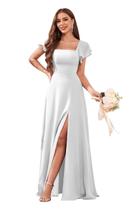 Vestido de dama de honra CDSSL White Chiffon Plus Size 22W para casamento