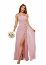 Vestido de dama de honra Clothfun One Shoulder Chiffon A-Line Long