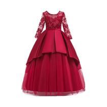 Vestido De Dama De Honra Com Manga Longa E Lantejoulas Para Meninas, Elegante Vestido De Princesa