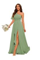 Vestido de dama de honra Dessiny 2025 Chiffon Long Dusty Sage US4