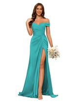 Vestido de dama de honra Dessiny Aqua Blue Satin Mermaid Plus Size