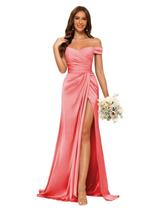Vestido de dama de honra Dessiny Coral Satin Mermaid Off Shoulder