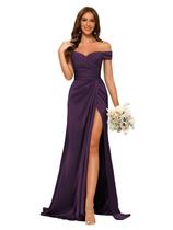 Vestido de dama de honra Dessiny Grape Off Shoulder Satin Mermaid