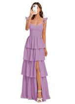Vestido de dama de honra Dessiny Long Spaghetti Alças em Chiffon em camadas