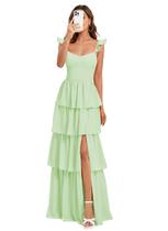 Vestido de dama de honra Dessiny Long Verde Menta Chiffon Aline US28W Vestido de dama de honra Dessiny Long Verde Menta Chiffon Aline US28W