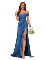 Vestido de dama de honra Dessiny Ocean Blue Satin Mermaid US26W