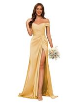 Vestido de dama de honra Dessiny Off Shoulder Mermaid Satin Gold