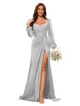Vestido de dama de honra Dessiny Silver Satin Sweetheart Mermaid