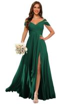 Vestido de dama de honra Dessiny verde escuro em chiffon em linha A longo Vestido de dama de honra Dessiny verde escuro em chiffon em linha A longo