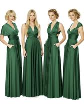 Vestido de dama de honra Infinity Convertible Maxi Verde Escuro Plus Size Vestido de dama de honra Infinity Convertible Maxi Verde Escuro Plus Size