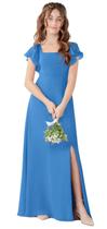 Vestido de dama de honra Jirocum Blue Jay Chiffon Long para meninas