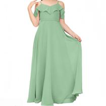 Vestido de dama de honra júnior Gidionluck com decote em V, chiffon, Dusty Sage
