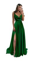 Vestido de dama de honra Monvelli A Line Satin Split Verde Esmeralda Vestido de dama de honra Monvelli A Line Satin Split Verde Esmeralda