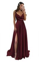 Vestido de dama de honra Monvelli Spaghetti Strap Satin Burgundy 22W Vestido de dama de honra Monvelli Spaghetti Strap Satin Burgundy 22W