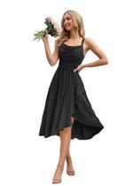 Vestido de dama de honra OEUVIGF preto curto com fenda 2025 A Line