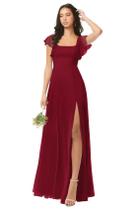 Vestido de dama de honra Oisslec A Line Burgundy Chiffon Long US14 Vestido de dama de honra Oisslec A Line Burgundy Chiffon Long US14