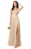 Vestido de dama de honra Oisslec A Line Champagne Chiffon Long US14 Vestido de dama de honra Oisslec A Line Champagne Chiffon Long US14
