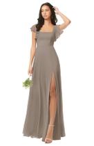 Vestido de dama de honra Oisslec A Line Taupe Chiffon Long US14 Vestido de dama de honra Oisslec A Line Taupe Chiffon Long US14