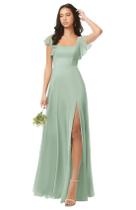 Vestido de dama de honra Oisslec Agave Chiffon longo sem mangas Vestido de dama de honra Oisslec Agave Chiffon longo sem mangas