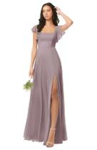 Vestido de dama de honra Oisslec Dusk Chiffon de manga comprida evasê Vestido de dama de honra Oisslec Dusk Chiffon de manga comprida evasê