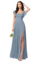 Vestido de dama de honra Oisslec Empire Waist Dusty Blue Uma linha longa Vestido de dama de honra Oisslec Empire Waist Dusty Blue Uma linha longa