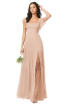 Vestido de dama de honra Oisslec English Rose Chiffon com fenda longa em A Vestido de dama de honra Oisslec English Rose Chiffon com fenda longa em A