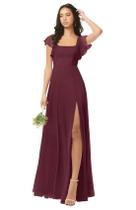 Vestido de dama de honra Oisslec Long Chiffon Cabernet A Line para mulheres Vestido de dama de honra Oisslec Long Chiffon Cabernet A Line para mulheres