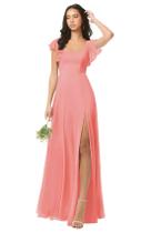 Vestido de dama de honra Oisslec Long Chiffon Coral A Line US12 para mulheres