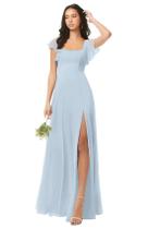 Vestido de dama de honra Oisslec Long Chiffon Wedding A Line US12 para mulheres Vestido de dama de honra Oisslec Long Chiffon Wedding A Line US12 para mulheres