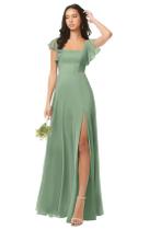 Vestido de dama de honra Oisslec Matcha Chiffon de manga comprida US10 Vestido de dama de honra Oisslec Matcha Chiffon de manga comprida US10