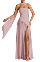 Vestido de dama de honra PUXIU, cachecol de cetim, gola, rosa empoeirado para mulheres Vestido de dama de honra PUXIU, cachecol de cetim, gola, rosa empoeirado para mulheres