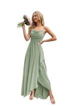 Vestido de dama de honra PUXIU Spaghetti Straps A Line Sage Green Vestido de dama de honra PUXIU Spaghetti Straps A Line Sage Green