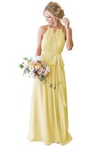 Vestido de dama de honra Stylefun 2025 Halter Chiffon Amarelo Tamanho 4