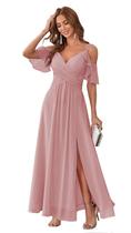Vestido de dama de honra Stylefun Dusty Pink Chiffon Cold Shoulder