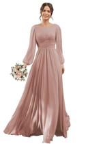 Vestido de dama de honra YOFF Dusty Pink Flutter Mangas Plus Size