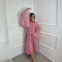 Vestido de Dança Coreografia Manga ASA Tule Moda Evangélica Feminina