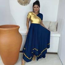 Vestido de Dança Coreografia Plus Size Transpassado Dourado Moda Evangélica