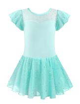 Vestido de dança EQSJIU para meninas de manga curta verde de 1 a 2 anos