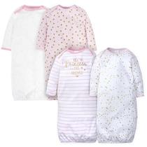 Vestido de dormir Gerber Castle, pacote com 4 unidades, 100% algodão para bebês prematuros