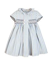 Vestido de duas flores para criança de 2 anos, listrado azul marinho, vestido vintage Vestido de duas flores para criança de 2 anos, listrado azul marinho, vestido vintage