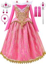 Vestido de fantasia Aoiviss Girls Princess Pink Halloween 3-10y