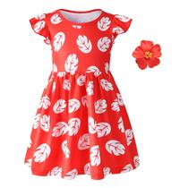 Vestido de fantasia Carkno Little Girls vermelho havaiano 4-5 anos