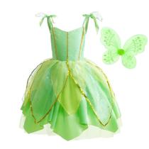 Vestido de fantasia Daisy Fancy Fairy Green com asas Girl 6-8