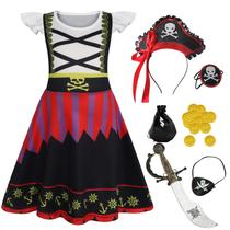 Vestido de fantasia de pirata Eledobby Girls com acessórios de 9 a 10 anos Vestido de fantasia de pirata Eledobby Girls com acessórios de 9 a 10 anos