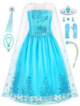 Vestido de fantasia de princesa Knemmy para meninas azul de Halloween