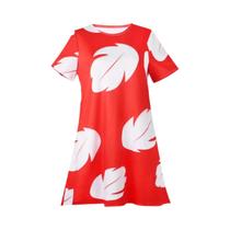 Vestido De Fantasia Disney Stitch Lilo Havai Para Meninas, Vestido Vermelho Com Estampa De Penas Vestido De Fantasia Disney Stitch Lilo Havai Para Meninas, Vestido Vermelho Com Estampa De Penas