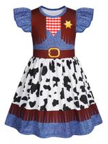 Vestido de fantasia Eledobby Cowboy Print para meninas de 6 a 7 anos Vestido de fantasia Eledobby Cowboy Print para meninas de 6 a 7 anos
