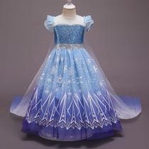 Vestido de fantasia Frozen para meninas azul de 2 a 7 anos - Generic