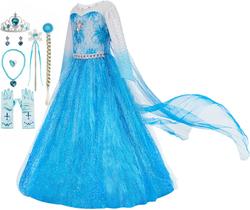Vestido de fantasia Funna Elsa Princess com acessórios azul 6Y