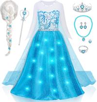 Vestido de fantasia G.C Girls Light Up Elsa com capa para crianças de 3 a 10 anos